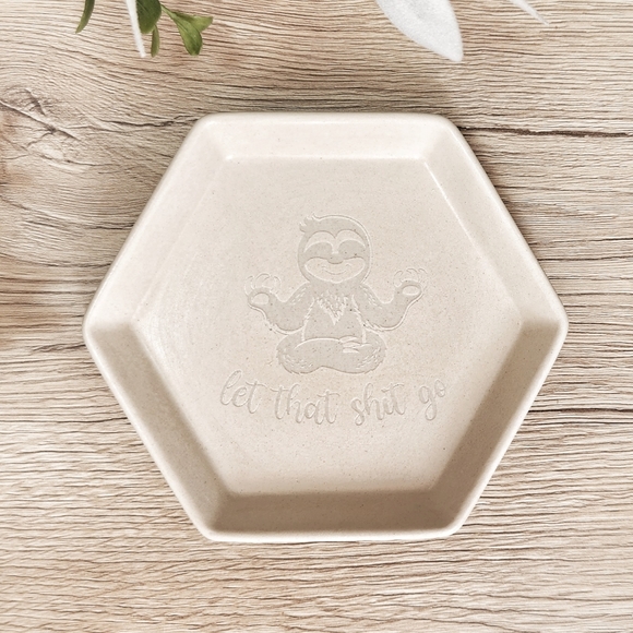 Laser Engraved Trinket Tray - Let That Shit Go - Picture 5 of 10